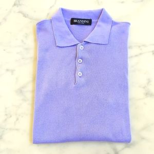 Brandini made in Italy Men's Cotton/Rayon Long Sleeve Lavender Purple Polo Shirt
